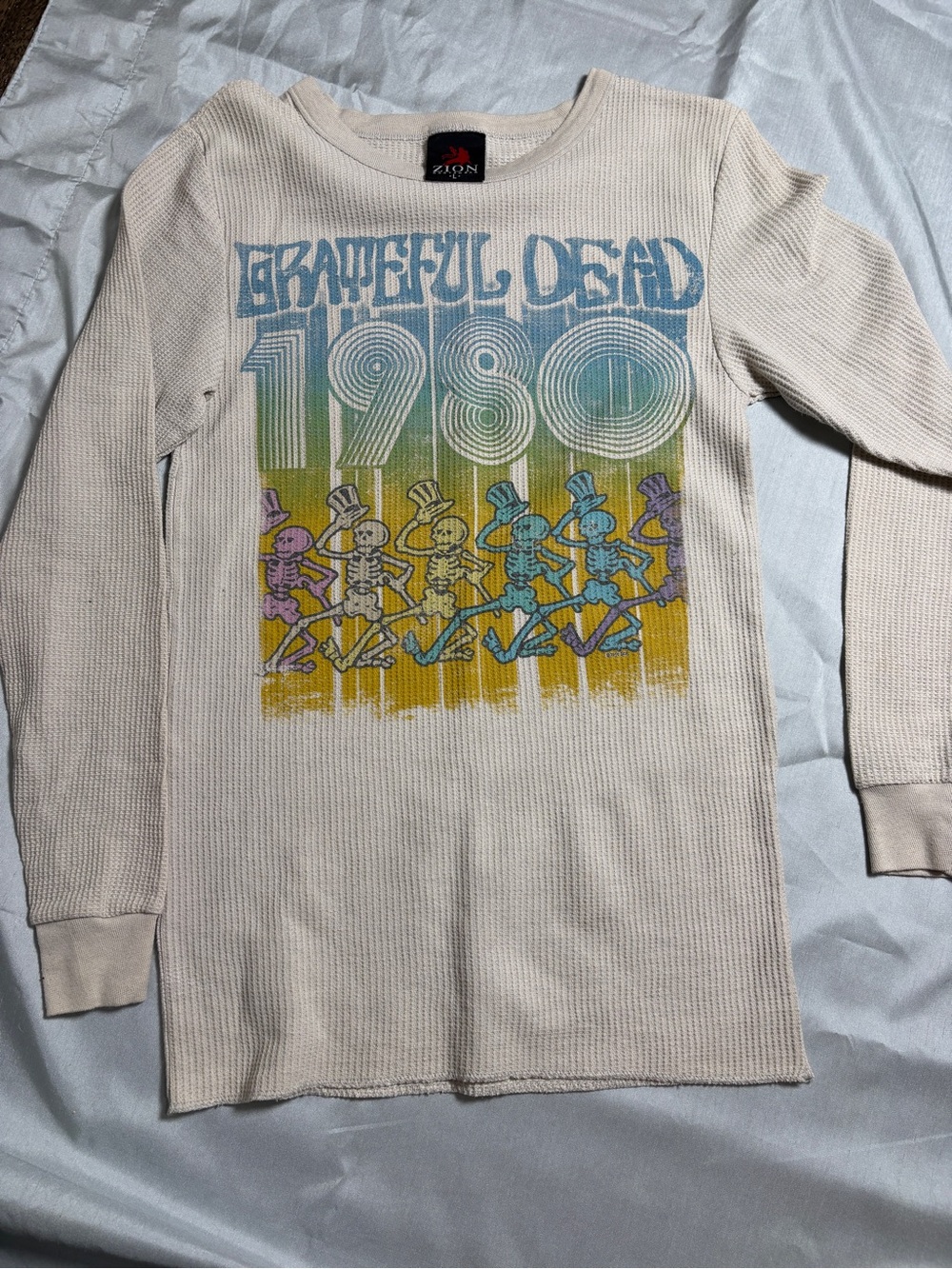 Grateful Dead 1980 Skeletons Thermal Waffle Knit Long Sleeve | Size L